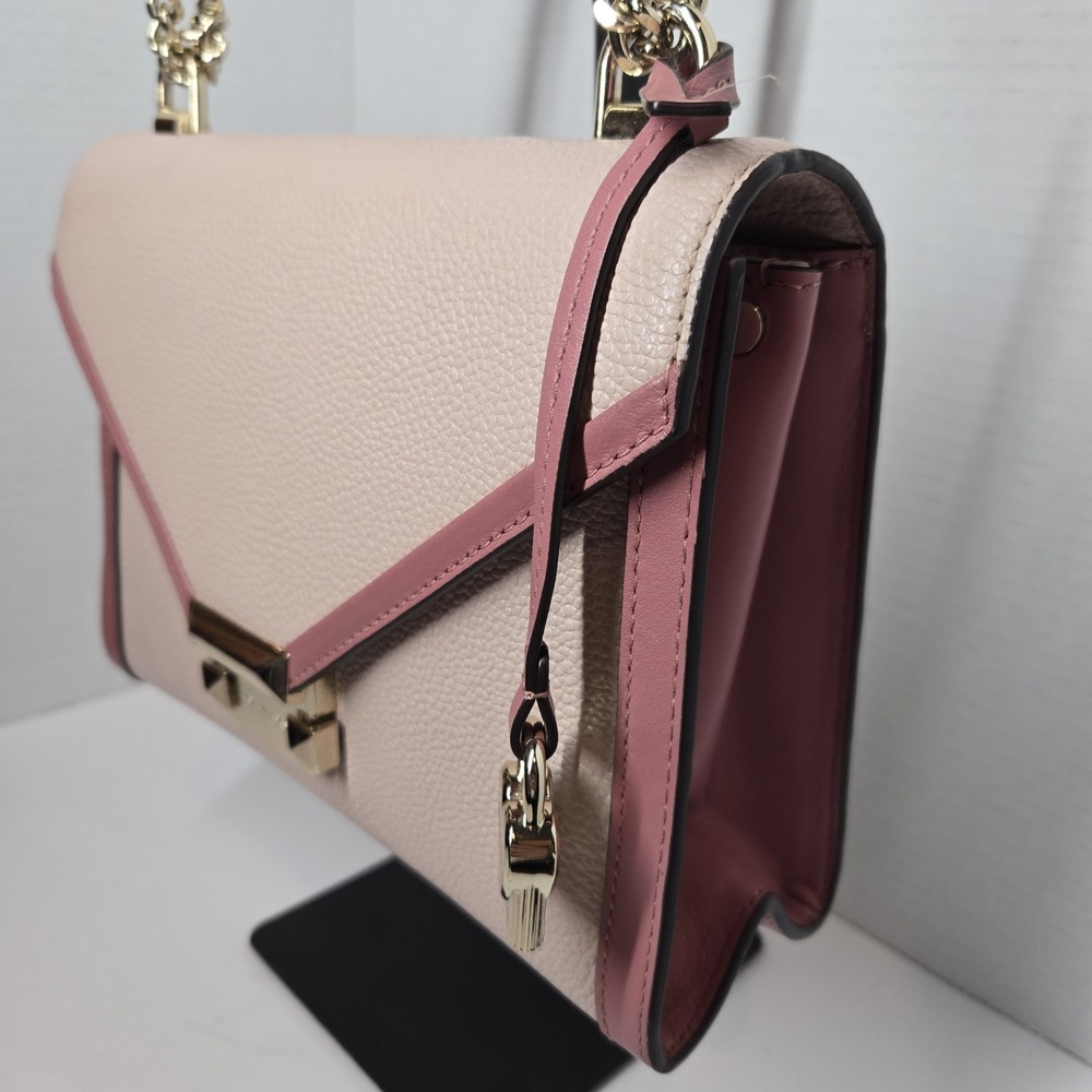 Michael Kors Whitney Pink Signature Logo Charm Convertible Shoulder Purse Chain - Picture 10 of 16